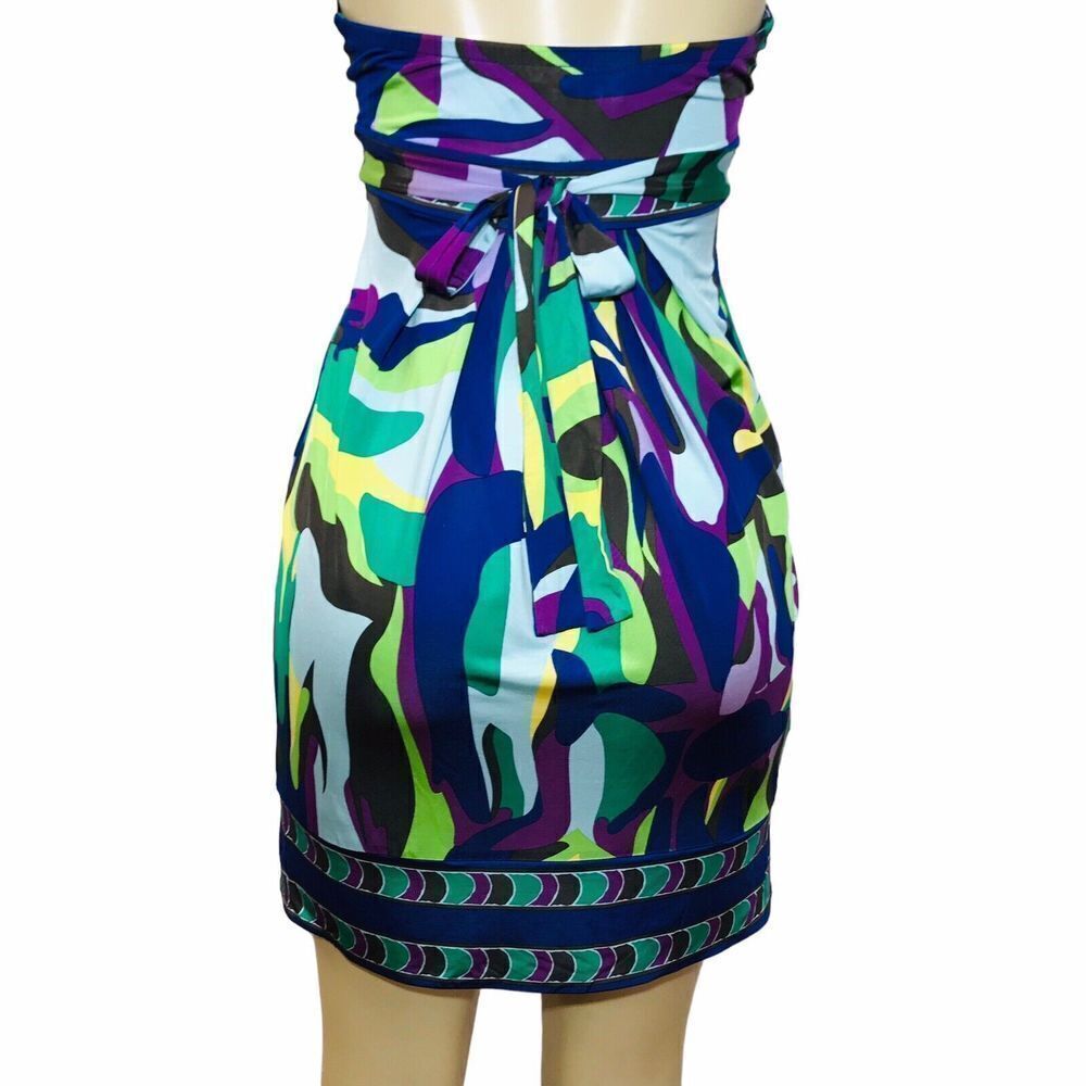 BCBG Maxazria Halter Knit Dress Size XS Multicolored Mini Stretch Open Back - Picture 6 of 16